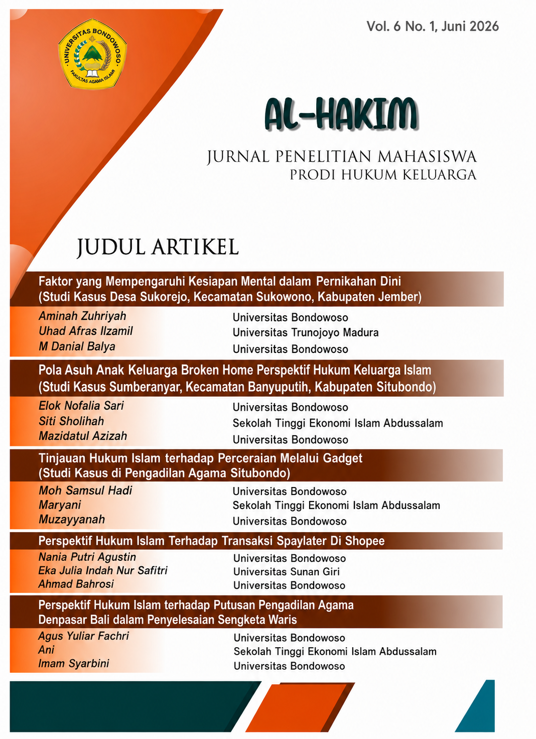 					View Vol. 6 No. 1 (2026): AL HAKIM
				